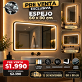 Espejo Rectangular Arenado LED 60 × 80 cm con Desempañador, Touch y Borde Pulido | PREVENTA EXCLUSIVA
