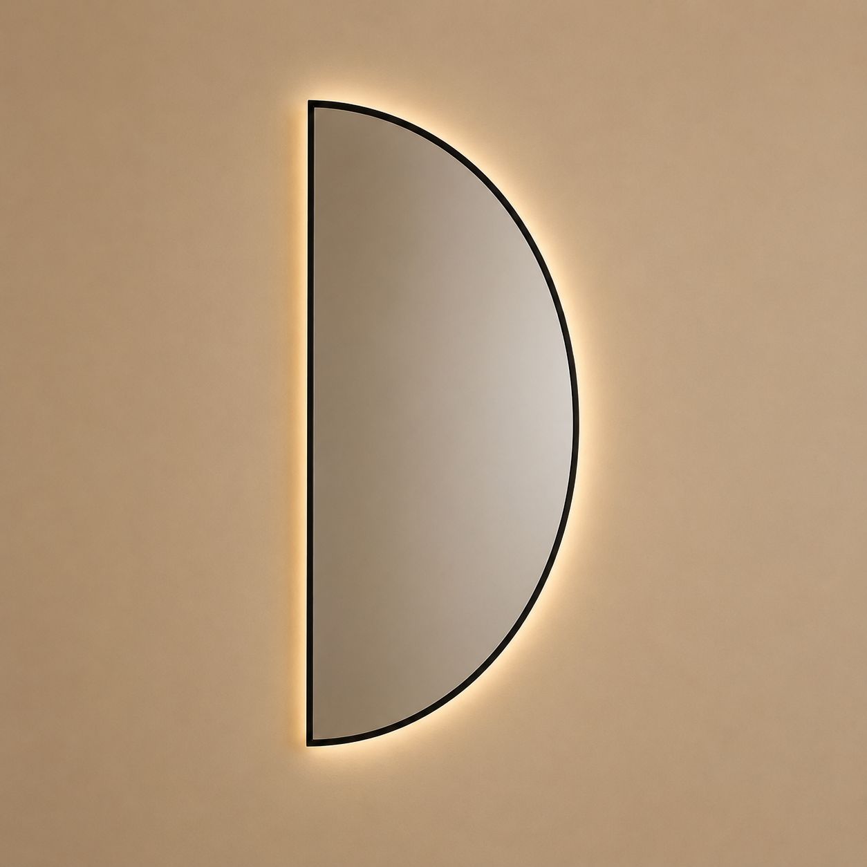Espejo Media Luna LED – Marco de Goma