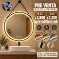 Espejo Circular Arenado LED con Desempañador, Touch y Marco de Aluminio | PREVENTA EXCLUSIVA
