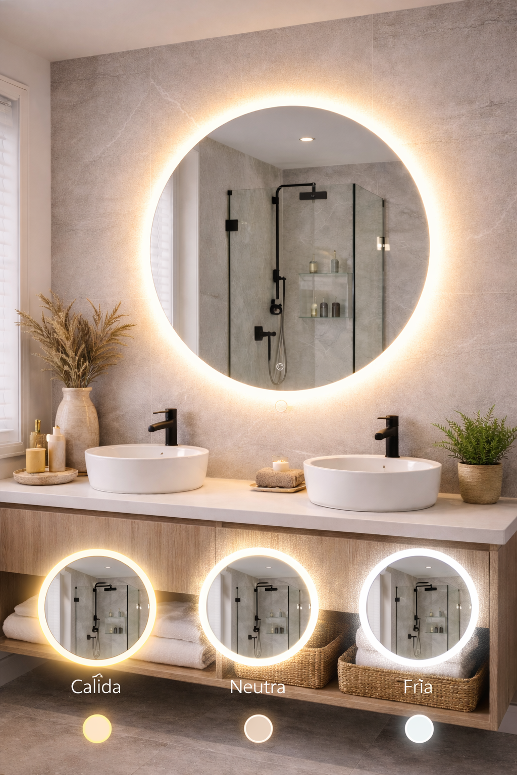 Espejo  led con arenado perimetral