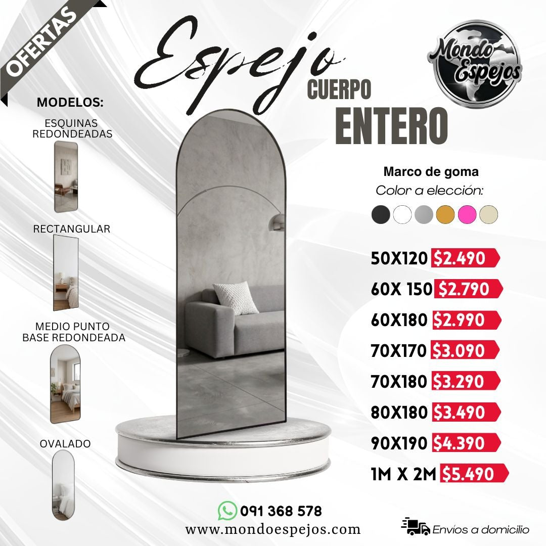 Espejo de Cuerpo Entero con Marco de Goma