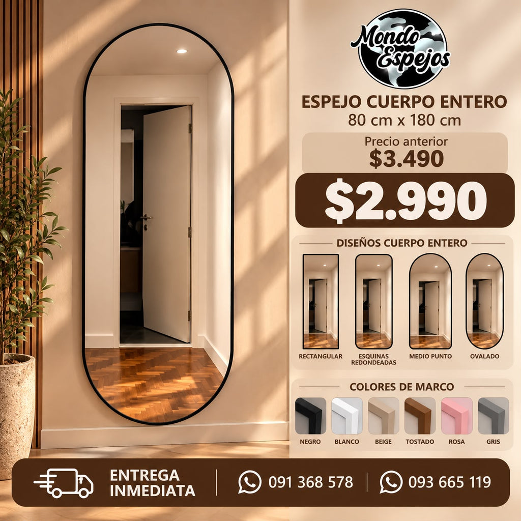 Espejo de Cuerpo Entero con Marco de Goma