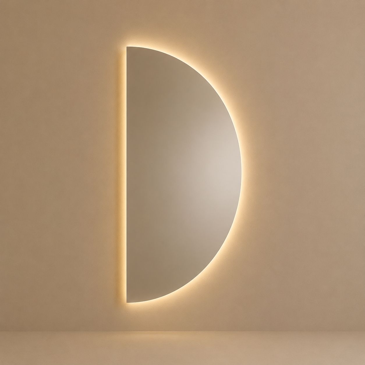 Espejo Media Luna – Borde Pulido con Iluminación LED