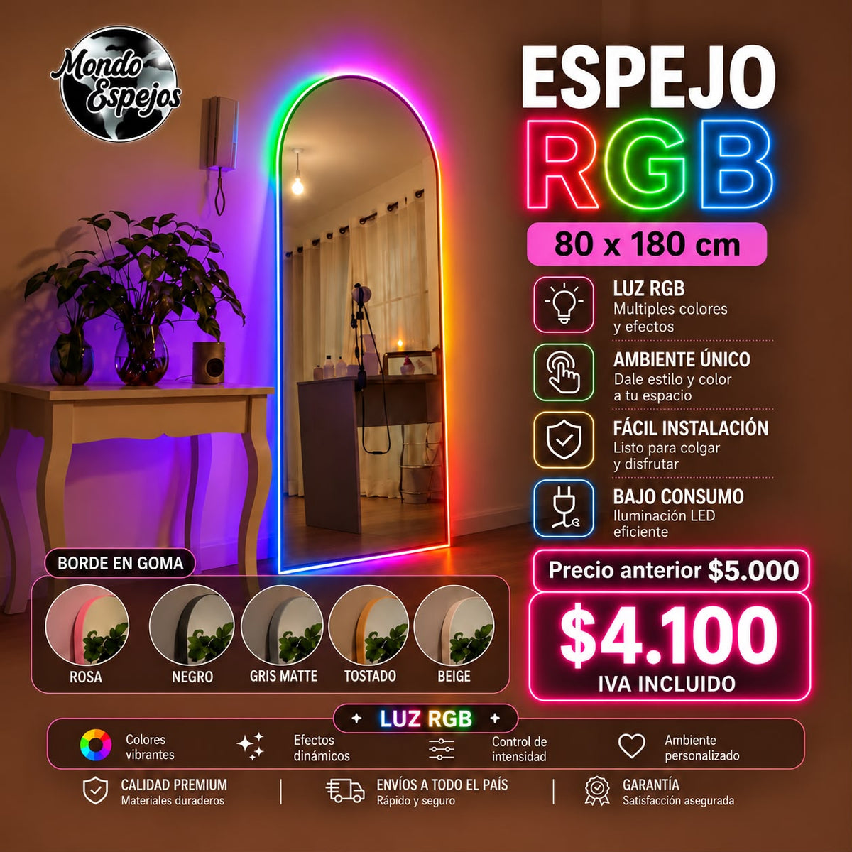 Espejo cuerpo entero RGB