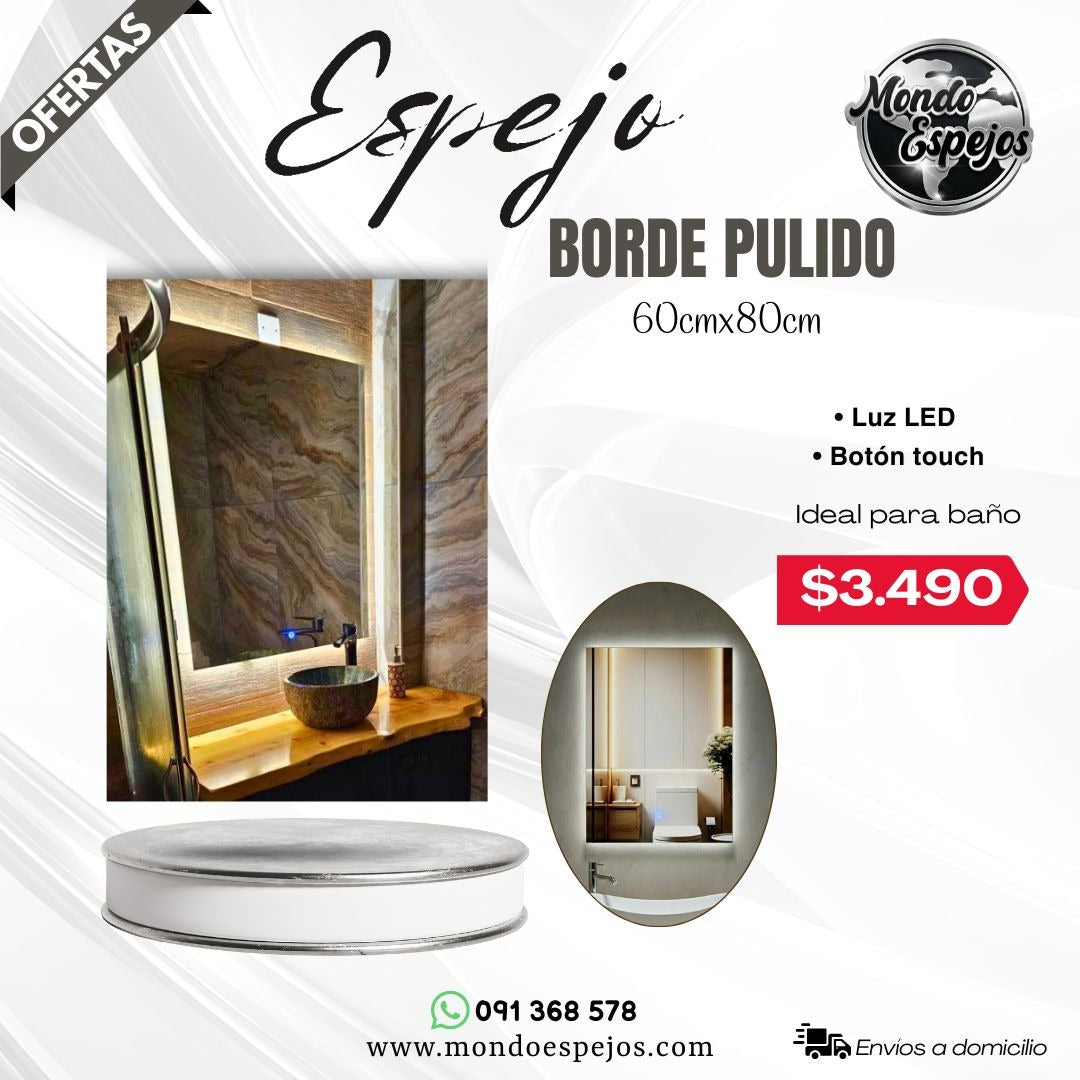 Espejo rectangular pulido 60cm x 80cm touch